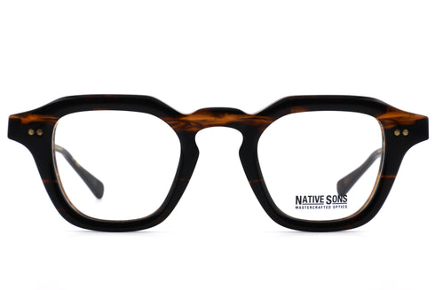 NATIVE SONS Usonia col.Gasoline(ネイティブサンズ ユーソニア)ブラウンセルフレーム 多角形 ウェリントンシェイプ 正面