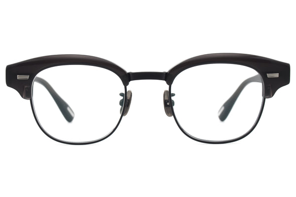 YUICHI TOYAMA.(ユウイチトヤマ) U-151 OMA col.04 Charcoal Gray Matt Black サーモント ブロウ 眼鏡 サングラス コンビネーションフレーム 正面画像