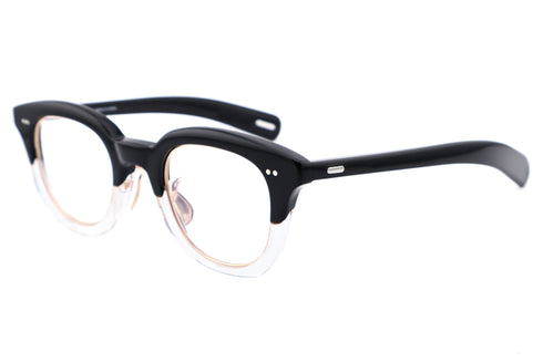 YUICHI TOYAMA U-171 BER セルフレーム メガネ col.02 Black + Clear half White gold ブラック クリア ハーフ ホワイトゴールド サイド